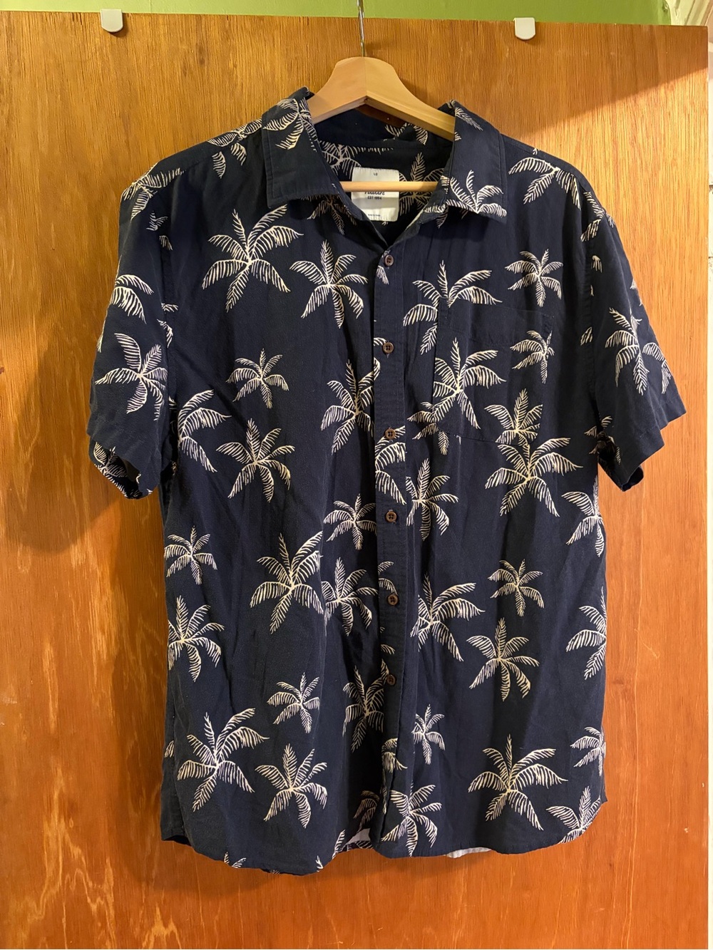 Katin Navy and White Palm Print Short-Sleeve Button-Down Shirt